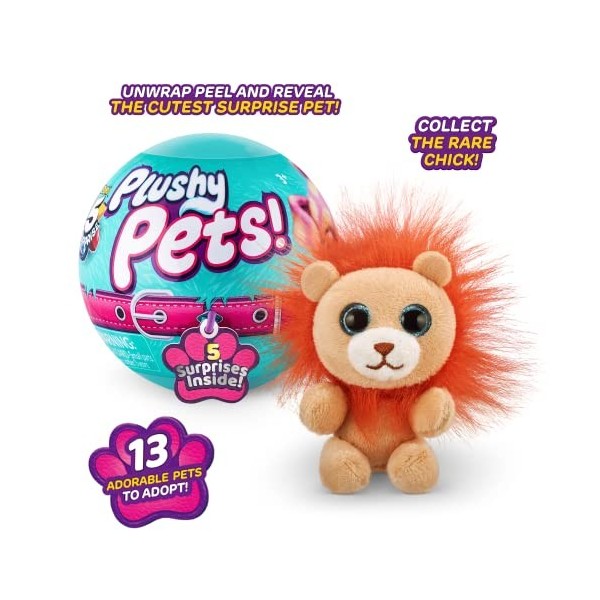 5 SURPRISE Plushy Pets Série 1 Capsules Mystère à Collectionner Pack de 3 