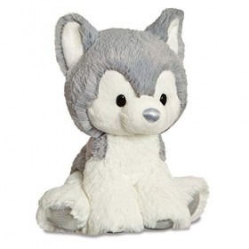 Aurora, 61356, Glitzy Tots Chien Husky, 20 cm, Peluche, Gris & Blanc