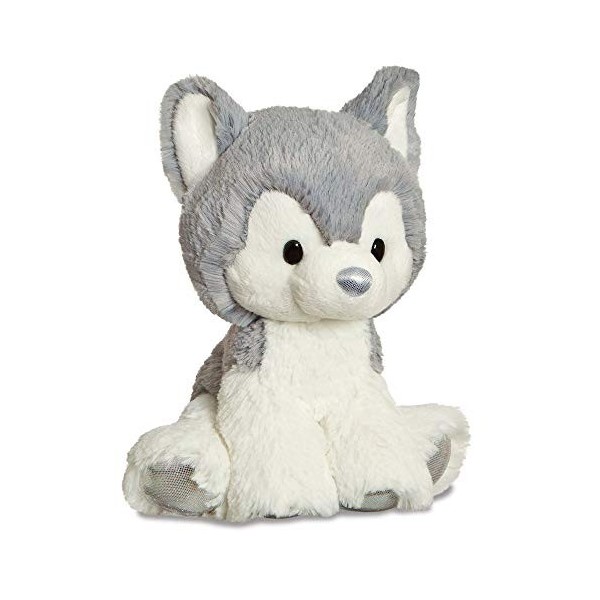 Aurora, 61356, Glitzy Tots Chien Husky, 20 cm, Peluche, Gris & Blanc