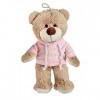 VRasehorn Ours en peluche avec sweat à capuche - Bonne rétablissement - Environ 32 cm - Pull rose/rose