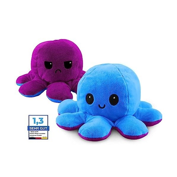 Knuffis Octupus - Doudou - Octopus - En peluche - Réversible - Ambiance - Octopus - Bleu et violet