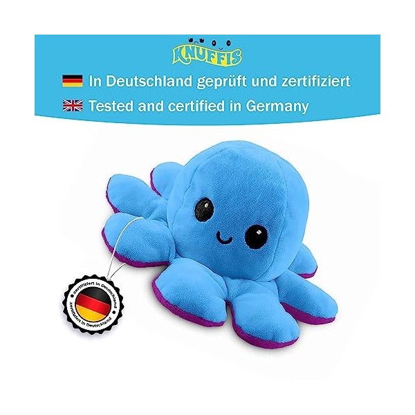 Knuffis Octupus - Doudou - Octopus - En peluche - Réversible - Ambiance - Octopus - Bleu et violet