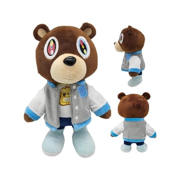 Kanye Bear – Jouet en peluche, oreiller en peluche, 1/2 pièces dours en peluche, jouets en peluche amusants de dessin animé,