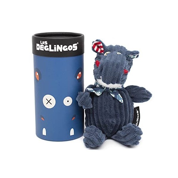 LES DÉGLINGOS - Petit Simply HIPPIPOS LHIPPO en Boite - Bleu Marine - Peluche Ultra Douce - Idée Cadeau - Utilisable dès la 