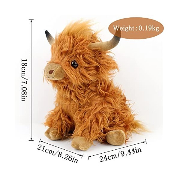 Peluche de vache des Highlands, vache des Highlands, doudou, réaliste de vache des Highlands, peluche réaliste de vache des H