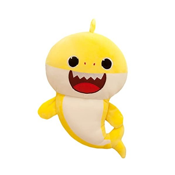 Simmpu Shark Oreiller en Peluche Oreiller Peluche Shark Jaune Jouet Mignonne Jouets Super Soft Plush Toys Fluffy Stuffed Toy 