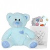 Ours en peluche bleu câlin – Peluche douce – 25 cm – Construisez votre propre ours en peluche – Kit de fête