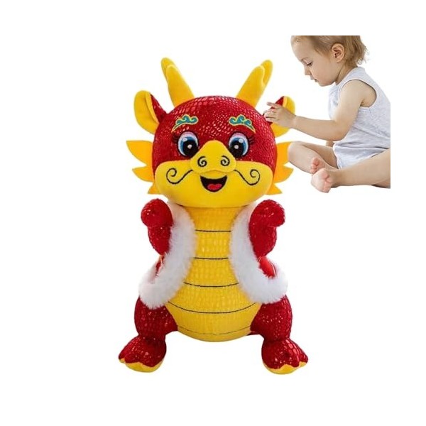 Meowleo Poupée de Dragon Chinois en Peluche,Peluche de Dragon Chinois | Poupée Mascotte Traditionnelle année du Dragon en Cos