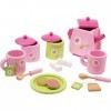 Small Foot 2849 service à thé pour enfants "Fleuri" en bois, accessoires pour la cuisine des enfants, 17 pcs. à partir de 3 a