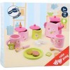 Small Foot 2849 service à thé pour enfants "Fleuri" en bois, accessoires pour la cuisine des enfants, 17 pcs. à partir de 3 a