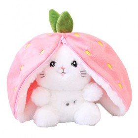 TROYSINC Jouet en peluche chat dans fraise - Chat fraise - Jouet en peluche abeille - Jeu de cachette pour nourrissons - Cade