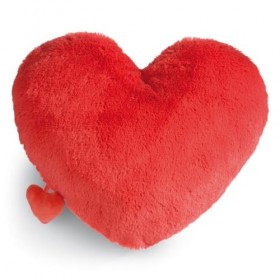 NICI- Coussin cœur Chat 26x22&nbsp;cm Blanc-Oreiller Doux et Durable pour Les garçons, Les Filles, Les bébés et Les Amateurs de Pe