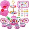 Ensemble de 34 pièces pour petites filles, jouet de simulation de princesse, ensemble à thé en étain, théière à dessert, cade