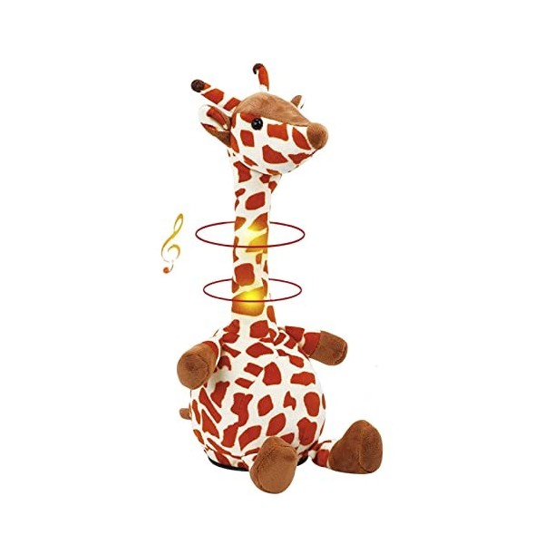 HanYing Animal en Peluche avec Enregistrement Vocal - Girafe parlante dansante, Jouet denregistrement et répétition avec écl