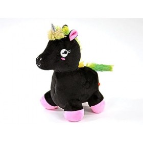 Kögler Peluche en forme de licorne avec queue darc-en-ciel Noir 24 cm