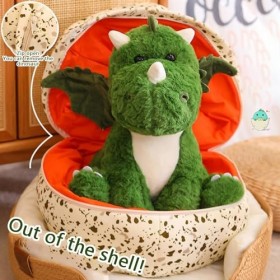 Jouets en peluche en forme de dinosaure, animaux en peluche avec œuf de dinosaure, jouet en peluche mignon à fermeture éclair