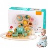 DAJASD Service à thé en bois pour enfants - Accessoires de cuisine pour enfants - Service à thé en bois avec dessert - Kit de