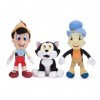 Disney Pinocchio Lot de 3 figurines en peluche Pinocchio, Jiminy, Figaro ou 30 cm