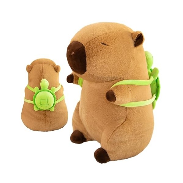 Shenrongtong Capybara Peluche Mignon Capybara Peluches, Réaliste Capybara Peluche Farcie avec Tortue Sac À Dos Simulation Pel