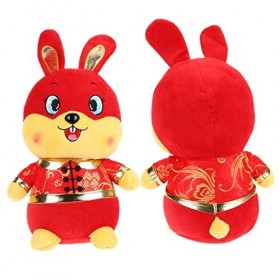 Vaguelly 2023 Poupée Animal en Peluche Lapin en Peluche Jouet Lapin du Nouvel an Figurine Année du Lapin Cadeau De Mascotte C