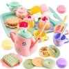 LINFUN KIDS Service à Thé Jouets pour Enfants, Dînette Enfant Accessoire Cuisine avec Plateau Gâteau Dessert Jouet, Jeux de R