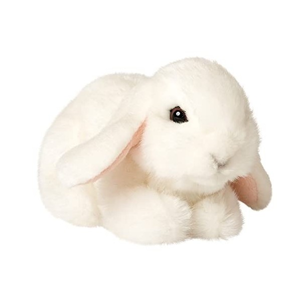 Uni-Toys - Lapin bélier Blanc, couché - 18 cm Longueur - Lièvre, Animal de la forêt - Peluche, Doudou