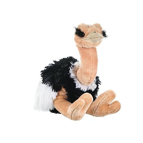 Wild Republic Republic-12251 Peluche Autruche dAfrique Cuddlekins, Jouets, 30cm, Noir et Blanc