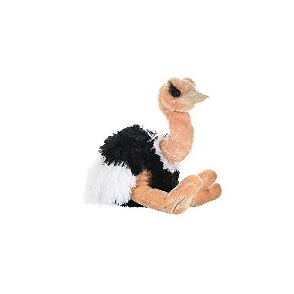 Wild Republic Republic-12251 Peluche Autruche dAfrique Cuddlekins, Jouets, 30cm, Noir et Blanc