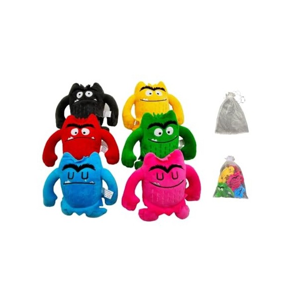 DUAMF Monster Plush Toys, My Emotional Little Monster Cartoon Doll, Couleur Peluche Doll Set-1set, Noir, Bleu, Vert, 2-01 Jau
