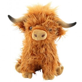 OBLRXM Highland Cow Plush, Toy Vache des Highlands meuglement, Jouet de Ferme Doux et réaliste, Jouet en Peluche Vache Highla