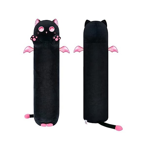 Mewaii Mignon Chat en Peluche Coussin Long Oreiller danimaux Poupée Jouets Kawaii Moelleux Confort Oreiller en Peluche pour 