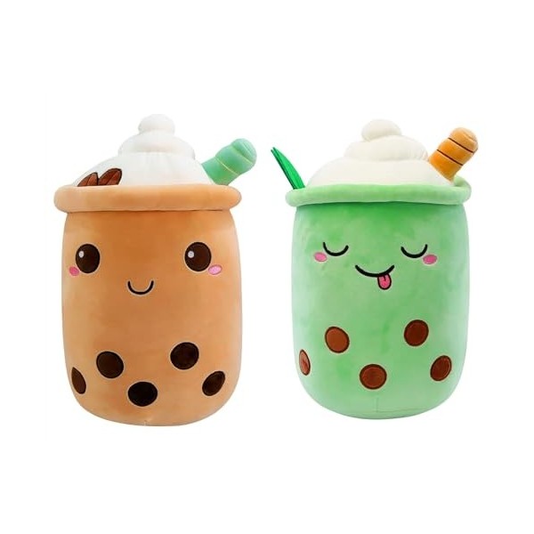 SPIRTUDE 2Pcs Peluche Bubble Tea Peluche Strawberry Bubble Tea Oreiller Boba Thé Tasse Jouet Doux Deco Cadeau pour Enfants 24