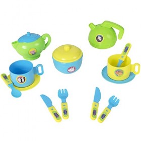 HTI Peppas Tea Set, Peppa Pig Roleplay, Includes Teapot, Kettle, Sugar Bowl, Cup & Saucers and Cutlery for Ages 3+
