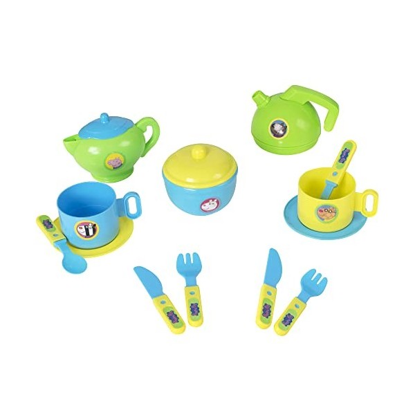 HTI Peppas Tea Set, Peppa Pig Roleplay, Includes Teapot, Kettle, Sugar Bowl, Cup & Saucers and Cutlery for Ages 3+