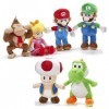 Whitehouse Super Mario et ses amis Peluche 6 personnages différents, 20 cm, peluche Mario, Luigi, Kong, Toad, Yoshi, Princess