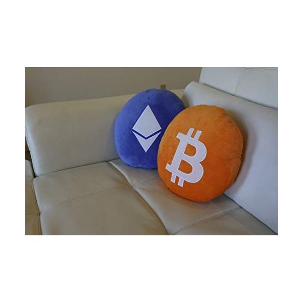 Bitcoin Pillows - Oreiller rond rembourré en peluche brodé par BlockCraft.Shop BTC