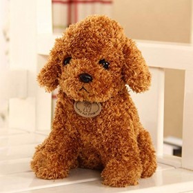 BYNYXI Peluche en peluche réaliste - 20 cm - Comme un vrai chien en tissu - Petit chien assis - Labradoodle - Poupée en peluc