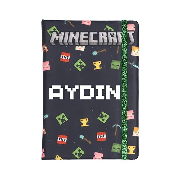 Minecraft - Carnet de notes - Carnet de notes personnalisé pour garçons - Ajouter votre nom - Carnet de notes Minecraft - 96 