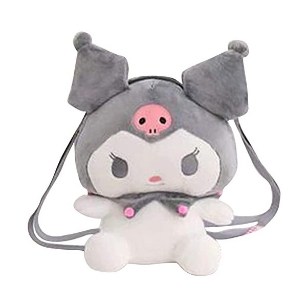 My Melody Kuromi Peluche Sac Cinnamoroll Sac À Dos Sac Dépaule de Bande Dessinée Anime Jouet Sac Verser Fans Danime Noir,U