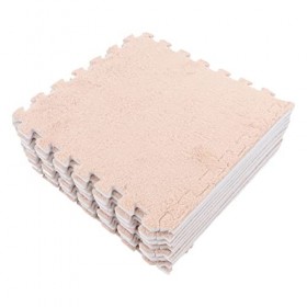 Tapis de Sol en Mousse Peluche 10 Pièces, Tapis Puzzle en Molleton de Corail Doux et Sûr, Conception Détachable, pour Chambre