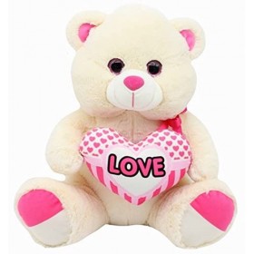Ours en peluche avec cœur Love. Ours en peluche romantique de 20 cm, anniversaire, mariage, Saint Valentin ou Noël