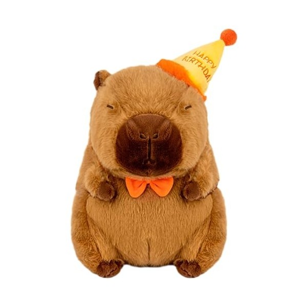 BUKBAG Peluche Capybara,Jouet en Peluche Capybara | Capybara en Casquette danniversaire - Animaux en Peluche Capybara Mignon