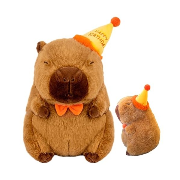 Peluche Capybara Avec Tortue Amovible - 25 Cm, Fourrure Douce, Rembourrage Coton PP, Jouet Enfant Déco Cadeau