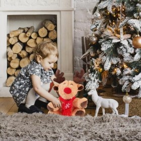 jojofuny Poupée en Peluche pour Animal De Compagnie De Noël 29 Cm Jouet en Peluche Délan De Noël Décorations danimaux en Pe