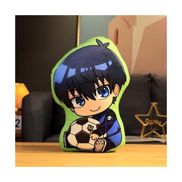 Xinchangda Oreiller en peluche Blue Lock - Anime Rin Itoshi - Doux et mignon - Imprimé personnage - Cadeau danniversaire pou