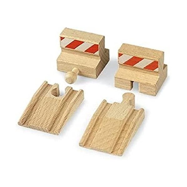 BRIO World - 33385 - Lot de 2 Rampes et 2 Butoirs - Accessoire pour circuit de train en bois - Jouet pour garçons et filles à