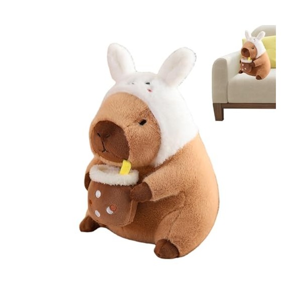 Ghirting Peluche Capybara,Kawaii Peluches Capybara Jouet - Couvre-tête Amovible Capybara Peluches Jouet Capybara Jouet pour e