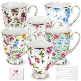 Tasse en porcelaine dos, lot de 6, tasse à café de style européen, tasses à café, tasses à fleurs, tasse à thé, tasses à caf