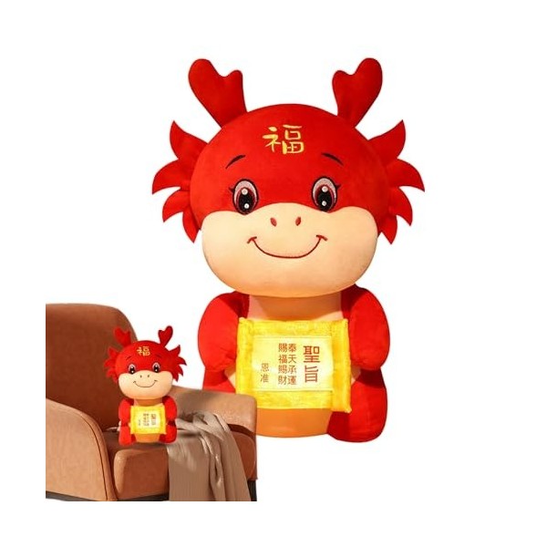 Ghirting Peluche Dragon du Nouvel an Chinois - Poupée Dragon Animal en Peluche - Poupée Mascotte 2024, année du Dragon, poupé
