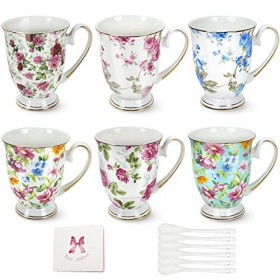 Tasse en porcelaine dos, lot de 6, tasse à café de style européen, tasses à café, tasses à fleurs, tasse à thé, tasses à caf